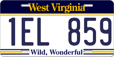WV license plate 1EL859