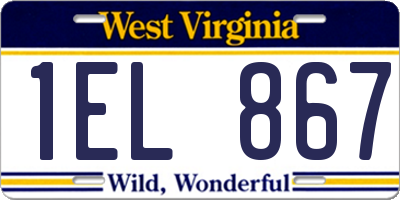 WV license plate 1EL867