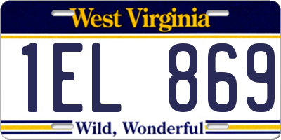 WV license plate 1EL869