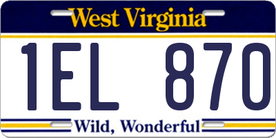 WV license plate 1EL870