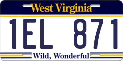 WV license plate 1EL871