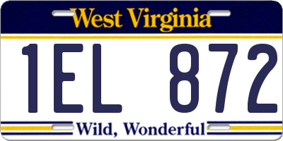 WV license plate 1EL872
