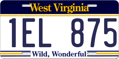 WV license plate 1EL875