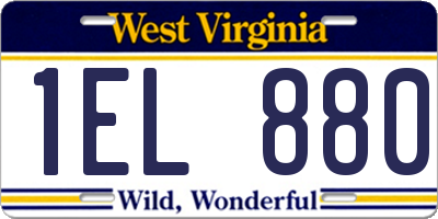 WV license plate 1EL880