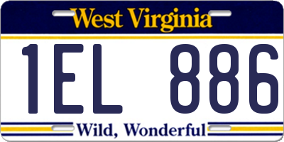 WV license plate 1EL886