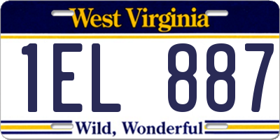WV license plate 1EL887