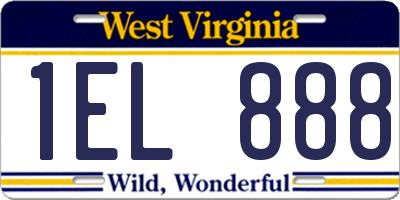 WV license plate 1EL888