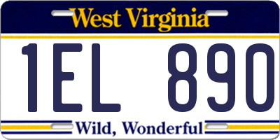 WV license plate 1EL890