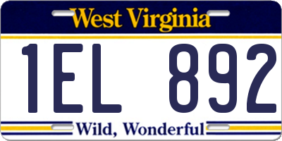 WV license plate 1EL892