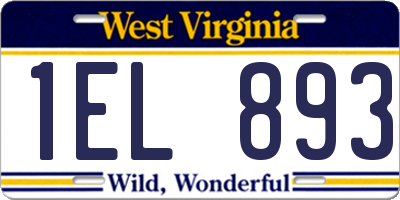 WV license plate 1EL893