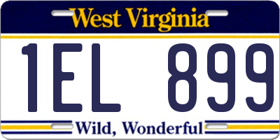 WV license plate 1EL899