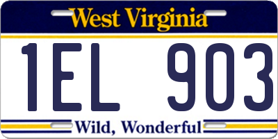 WV license plate 1EL903