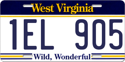 WV license plate 1EL905