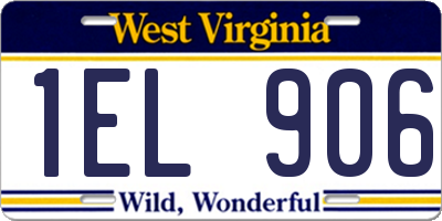 WV license plate 1EL906