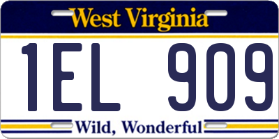 WV license plate 1EL909