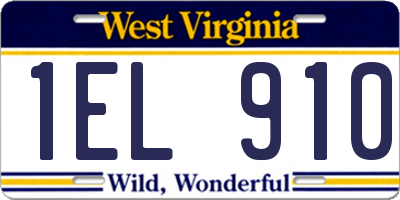WV license plate 1EL910