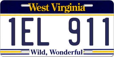WV license plate 1EL911