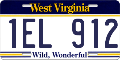 WV license plate 1EL912