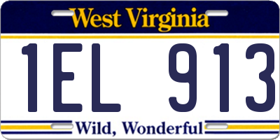 WV license plate 1EL913