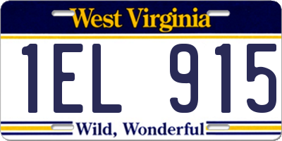WV license plate 1EL915