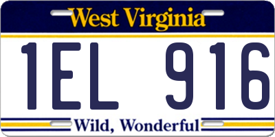 WV license plate 1EL916