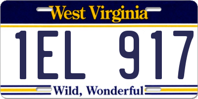 WV license plate 1EL917