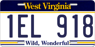 WV license plate 1EL918