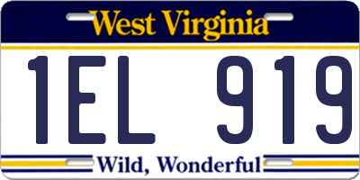 WV license plate 1EL919