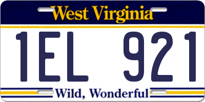WV license plate 1EL921