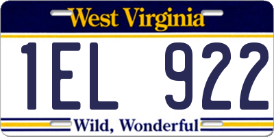WV license plate 1EL922