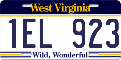 WV license plate 1EL923