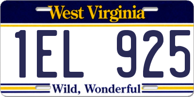 WV license plate 1EL925