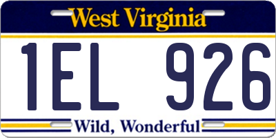 WV license plate 1EL926