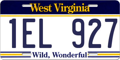 WV license plate 1EL927