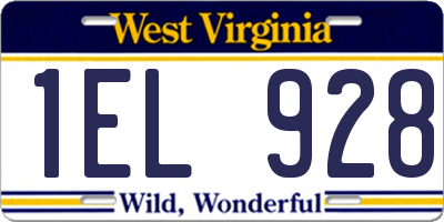 WV license plate 1EL928