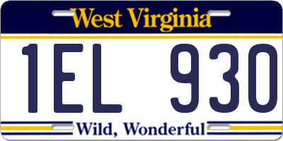 WV license plate 1EL930