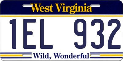 WV license plate 1EL932