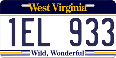 WV license plate 1EL933