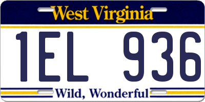 WV license plate 1EL936
