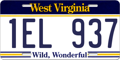 WV license plate 1EL937