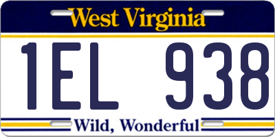 WV license plate 1EL938