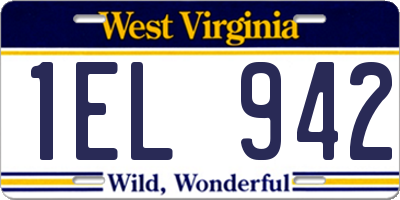 WV license plate 1EL942