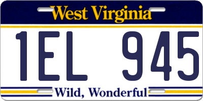 WV license plate 1EL945
