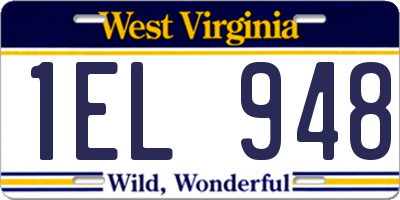 WV license plate 1EL948