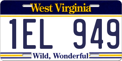 WV license plate 1EL949