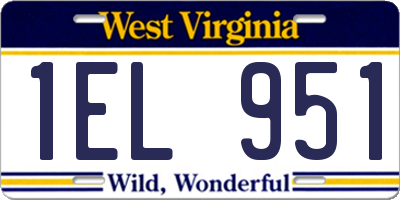 WV license plate 1EL951