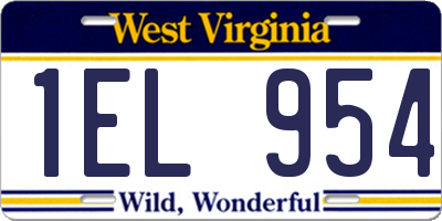 WV license plate 1EL954