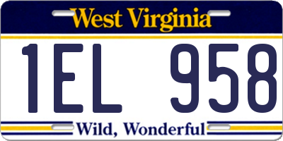 WV license plate 1EL958