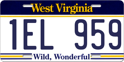WV license plate 1EL959