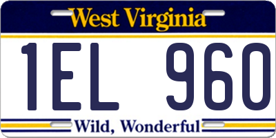 WV license plate 1EL960